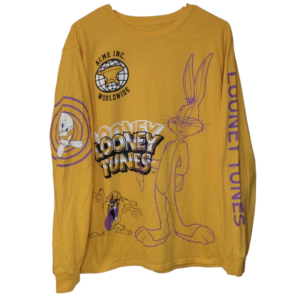 Looney Tunes Yellow‎ Graphic Long Sleeve size Large